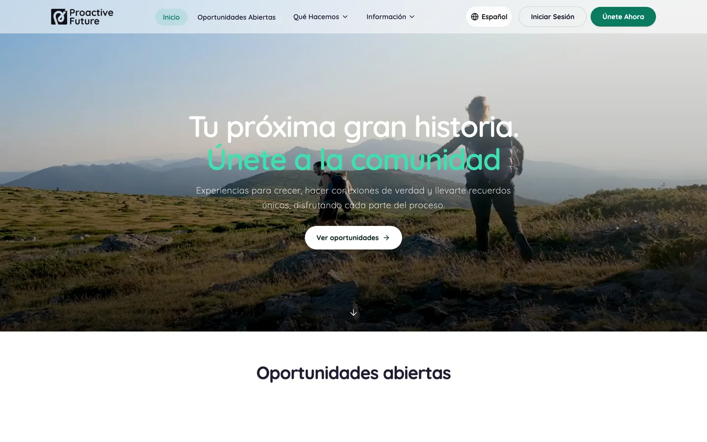 Página de inicio de la web de Proactive Future